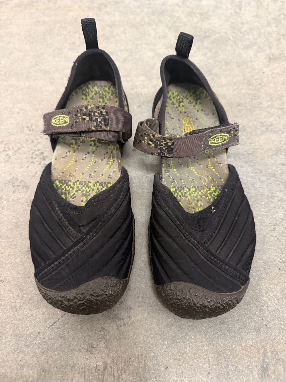 Keen Women's Black Mary Jane Slip-On Moccasins with Olive Accents